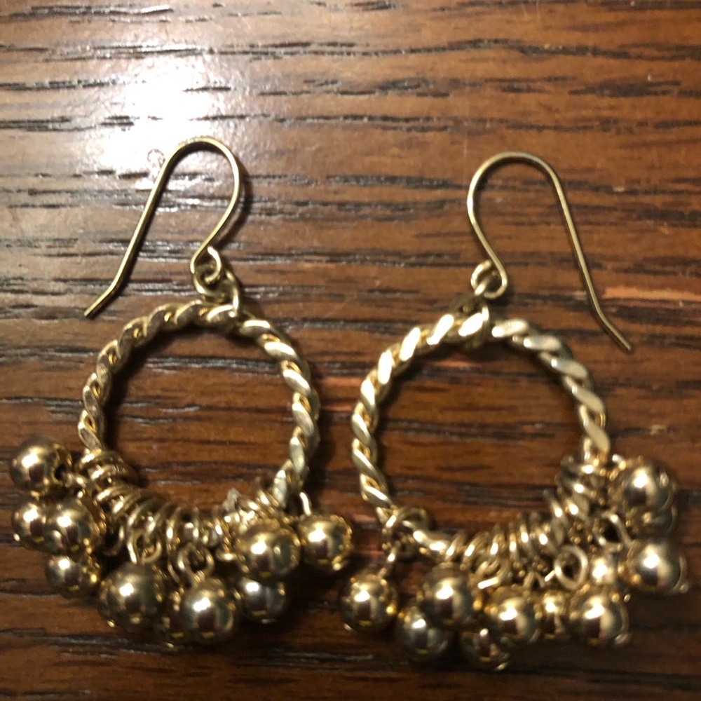 Gold Dangle Hoop ball gypsy boho Earrings
